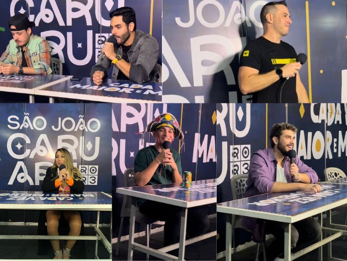 Papo com os artistas que se apresentaram no P&aacute;tio de Eventos, em Caruaru