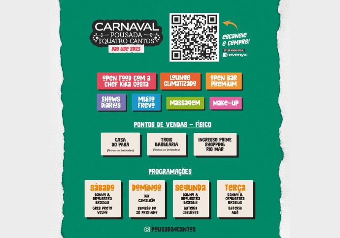 Pousada 4 Cantos anuncia detalhes do Day Use do Carnaval 2025