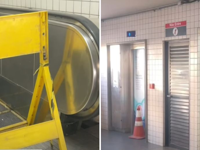 Esta&ccedil;&atilde;o Cajueiro Seco em Jaboat&atilde;o opera com elevador e escada rolante quebrados
