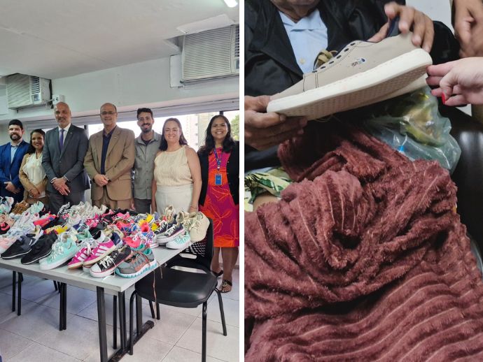 A SEAP/PE e a Receita Federal iniciaram a distribui&ccedil;&atilde;o de 980 pares de t&ecirc;nis apreendidos