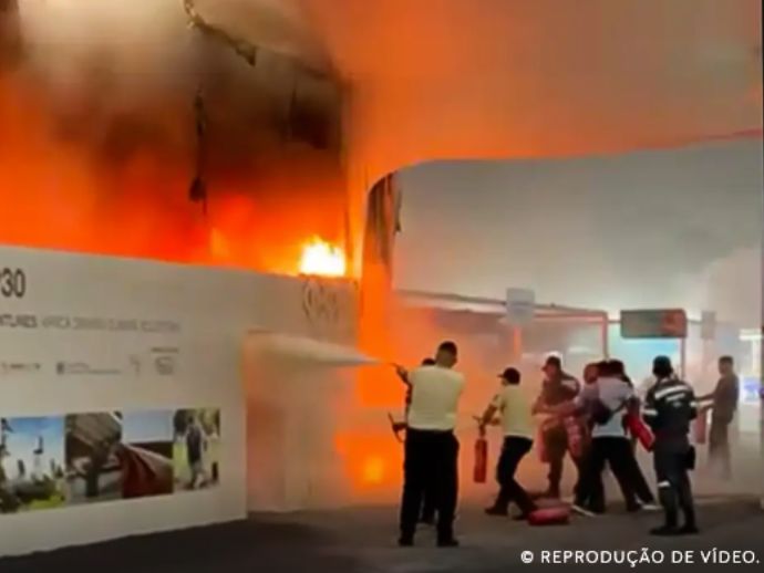 Incêndio atinge parte do pavilhão da COP30, em Belém