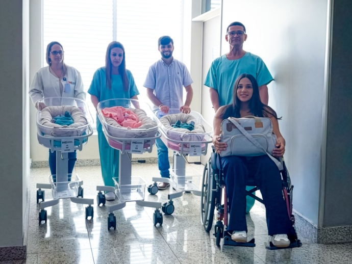 Trig&ecirc;meos recebem alta ap&oacute;s quase dois meses no Hospital da Cidade