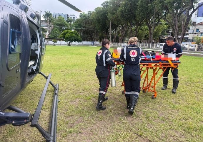 PRF socorre motociclista com traumatismo craniano de helicóptero