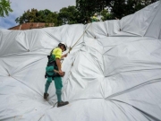 Defesa Civil instala mais de 45 mil m&sup2; de lonas em &aacute;reas de risco